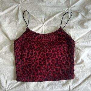 Garage Y2K Retro Leopard Print Red Cami Top